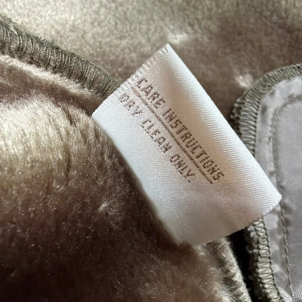 Jones New York Faux Shearling Coat Women XL Greenish Gray Suede Look Winter Coat